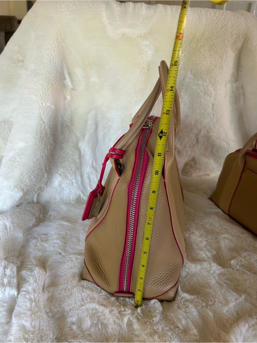 Coach Tan Leather Satchel with Pink Trim (Set of 2) - Picture 11 of 13